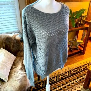 Love Stitch Crochet Grey Sweater Top cut out holes